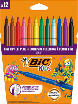 BIC Kids Visa Felt Pens Fine Set of 12