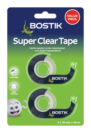 Bostik Super Clear Tape 18mmx20m Pack of 2