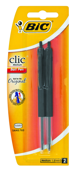 BIC Clic Pen Medium 2Up Black 1,0mm