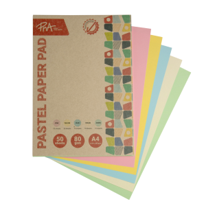 PNA Pastel Paper Pads Assorted 80gsm A4 50 Sheet