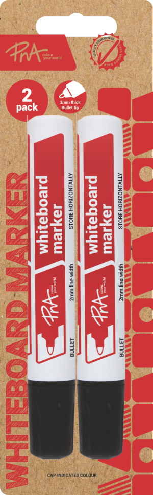 PNA Whiteboard Markers Bullet Tip Black Pack of 2