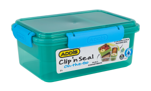 Addis Clip N Seal Lunch Box Multi Comp Green 2L