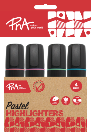 PNA Pastel Highlighters Wallet of 4