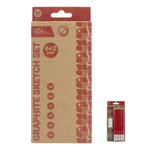 PNA Graphite Sketch Pencils Set of 6+2