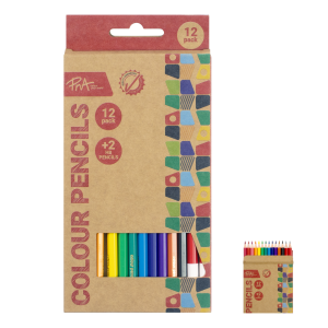 PNA Colouring Pencils Wood Free School Set of 12+2 HB