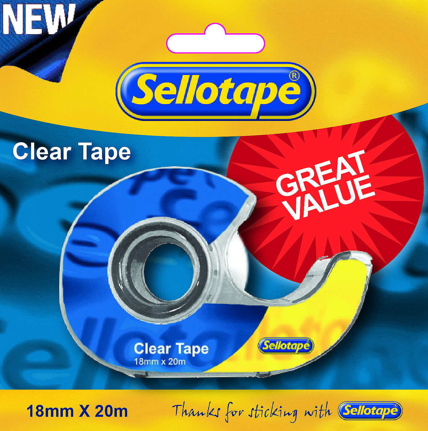 Sellotape Clear Tape + Dispenser 18mmx20m