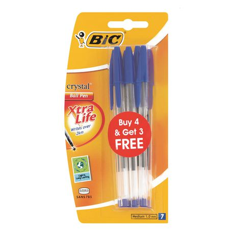 BIC Crystal Pen Meduim Blue 1,0mm Pack of 4+3 Free