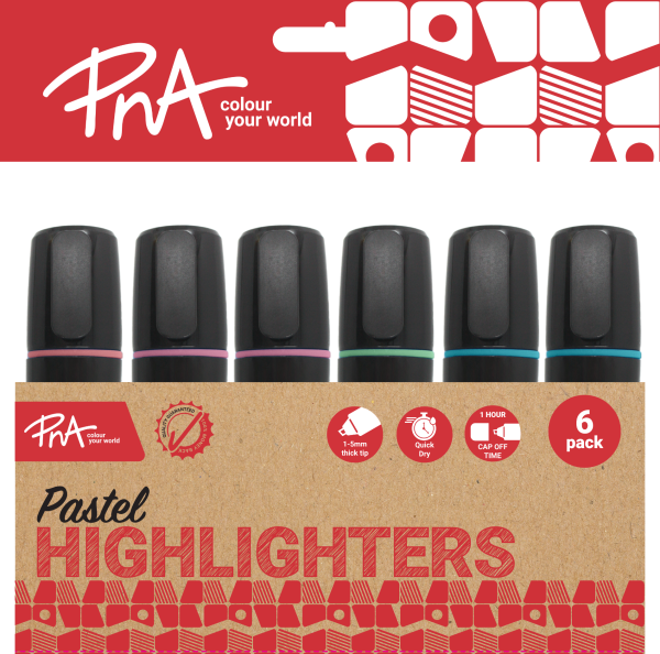 PNA Pastel Highlighters Wallet of 6