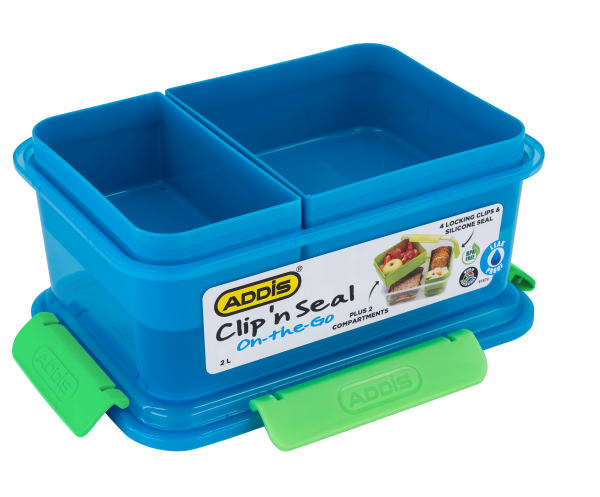 Addis Clip N Seal Lunch Box Multi Comp Blue 2L