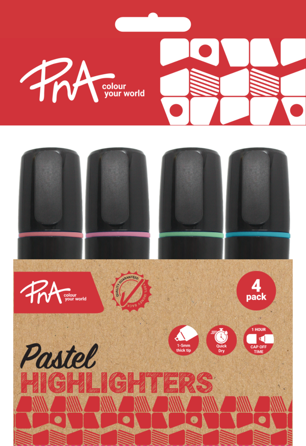 PNA Pastel Highlighters Wallet of 4