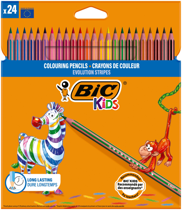 BIC Kids Evolution Colouring Pencils Stripes Set of 24