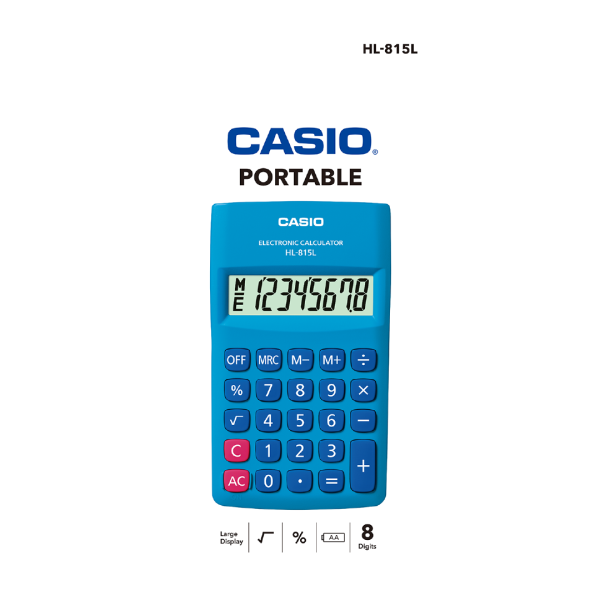 Casio Hl-815L-BU-W-DP Calculator Blue Box