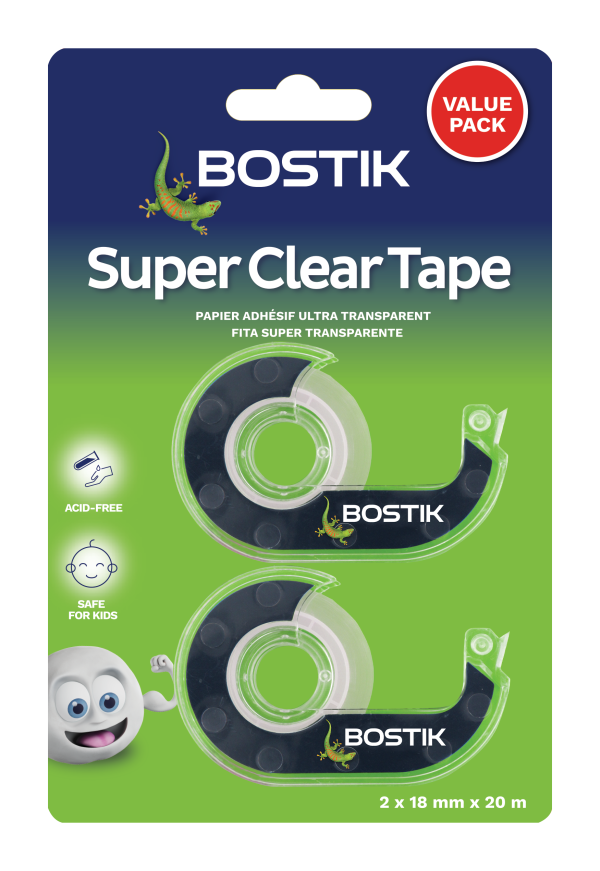 Bostik Super Clear Tape 18mmx20m Pack of 2