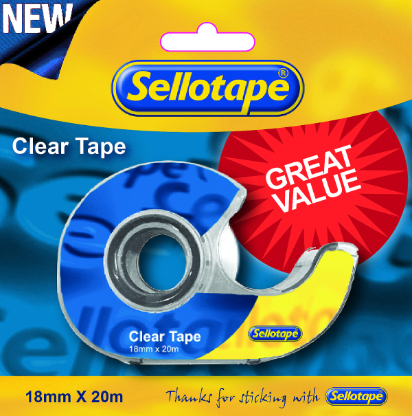 Sellotape Clear Tape + Dispenser 18mmx20m