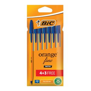 BIC Orange Pen Fine Blue 0,8mm Pack Of 4+3 Free