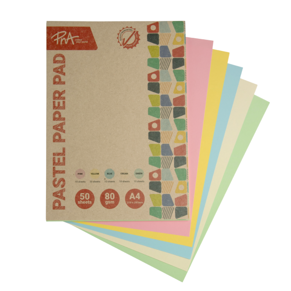PNA Pastel Paper Pads Assorted 80gsm A4 50 Sheet