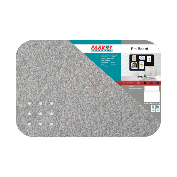 Parrot Pin Board Adhesive Grey 600mmx450mm