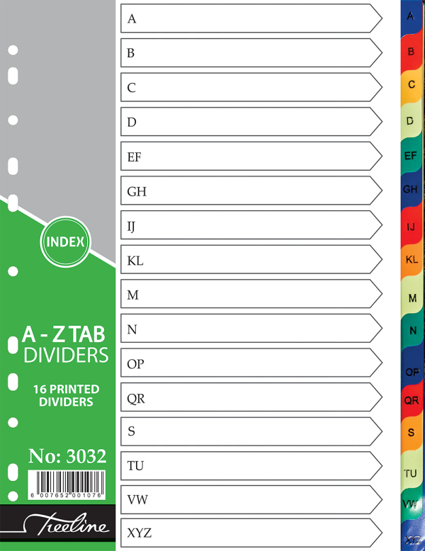Treeline File Tab Dividers A-Z
