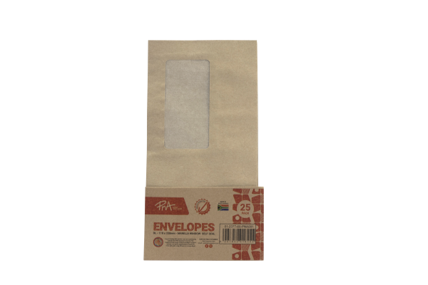 PNA Self Seal Envelopes Window Manilla Dlb Pack of 25