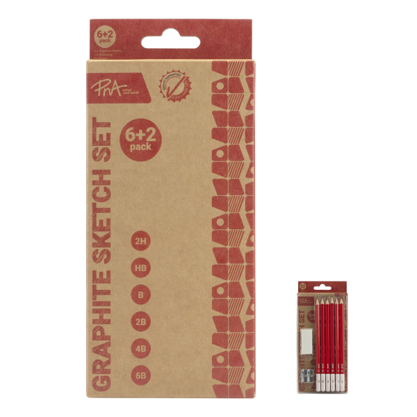 PNA Graphite Sketch Pencils Set of 6+2