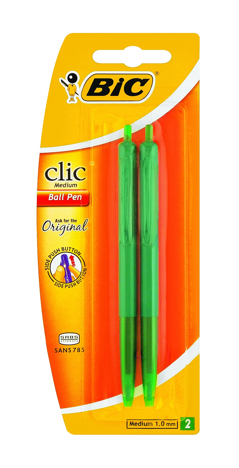 BIC Clic Pen Medium 2Up Green 1,0mm