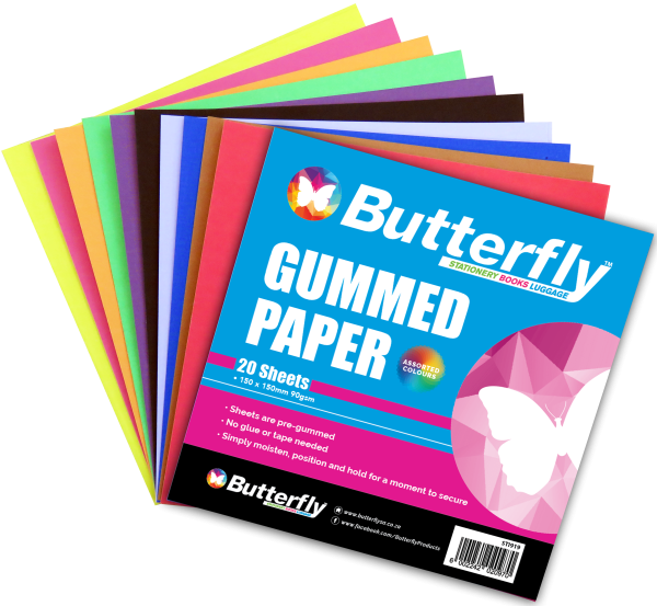 Butterfly Gummed Paper 150mmx150mm 20 Sheet