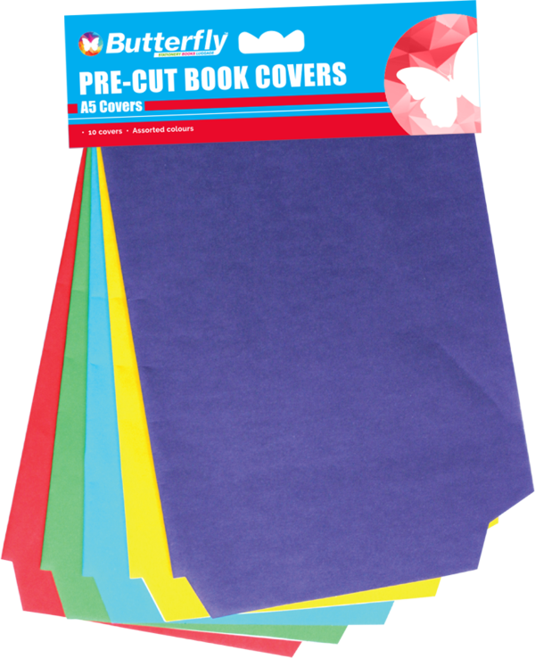 Butterfly Pre-Cut Book Covers Bright A5 Set of 10
