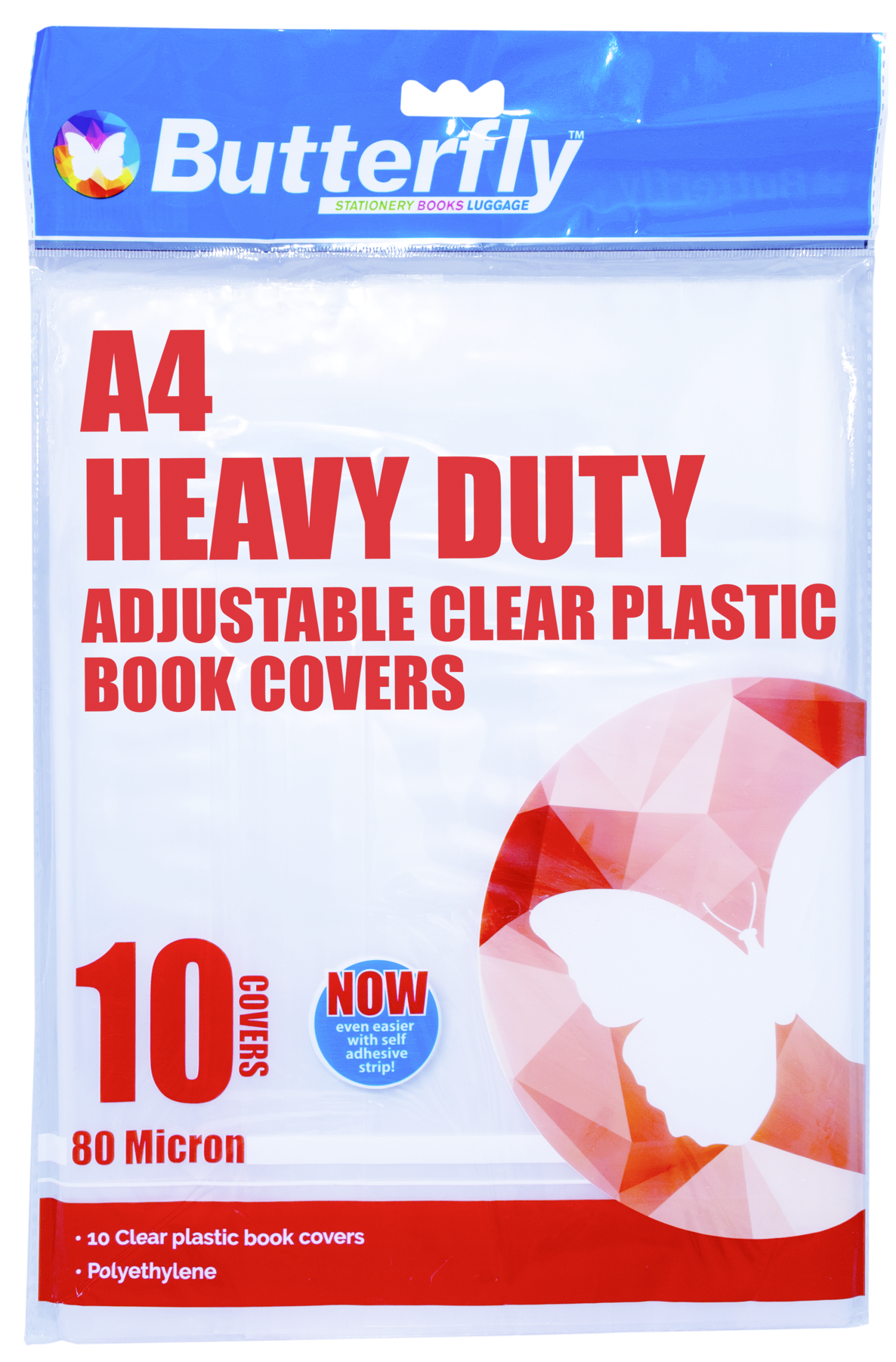 Butterfly Adjustable Book Covers 80mic A4 Pack of 10