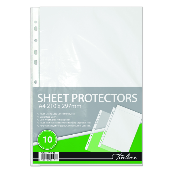 Treeline Filing Pockets PP L/Duty A4 Pack of 10 40mic