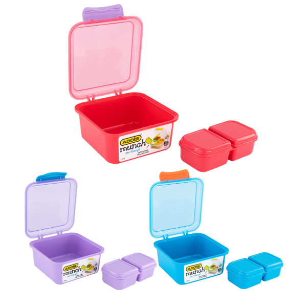 Addis Munch Square Lunch Box 1,15L Assorted