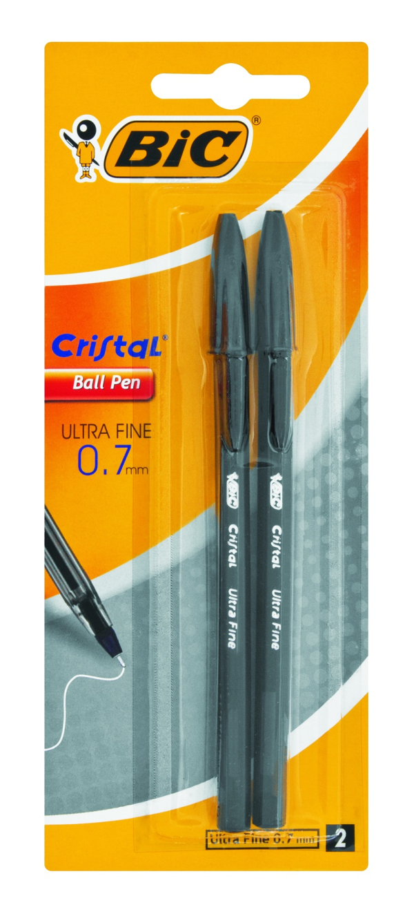 BIC Cristal Pen Ultra Fine 2Up Black 0,7mm