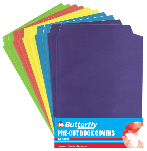 Butterfly Pre-Cut Book Covers Bright A4 Set of 10
