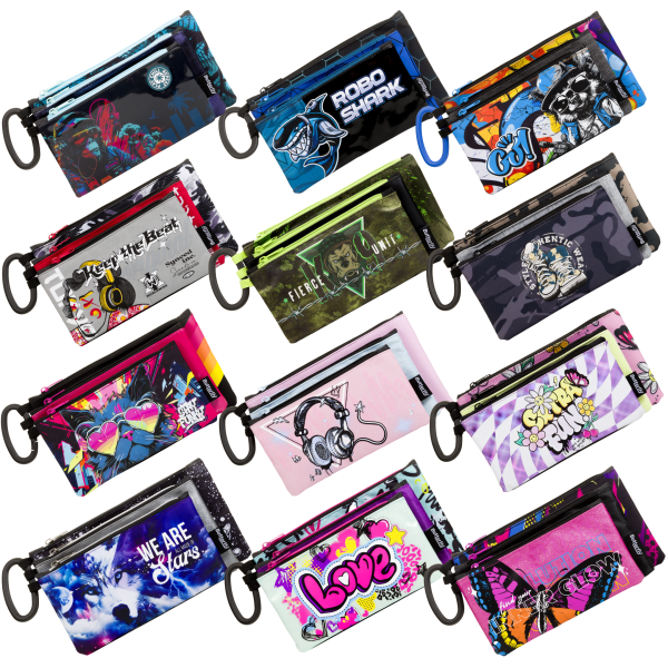 Butterfly Pencil Bag 3 Compartment Assorted