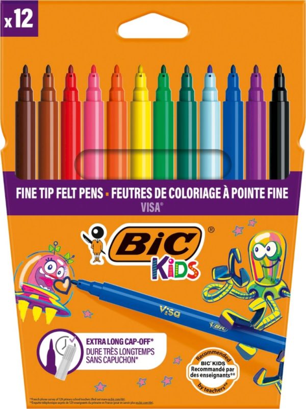Bic Fibre Pens Kids Visa 10+2 Washable 013832
