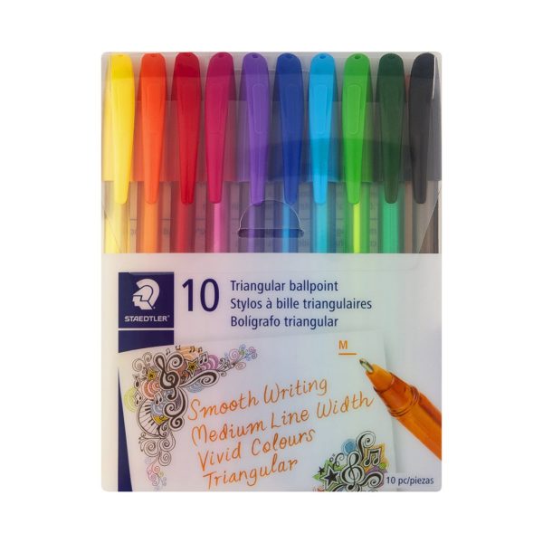 Staedtler Ballpoint Colour Pens Triangular Wallet of 10