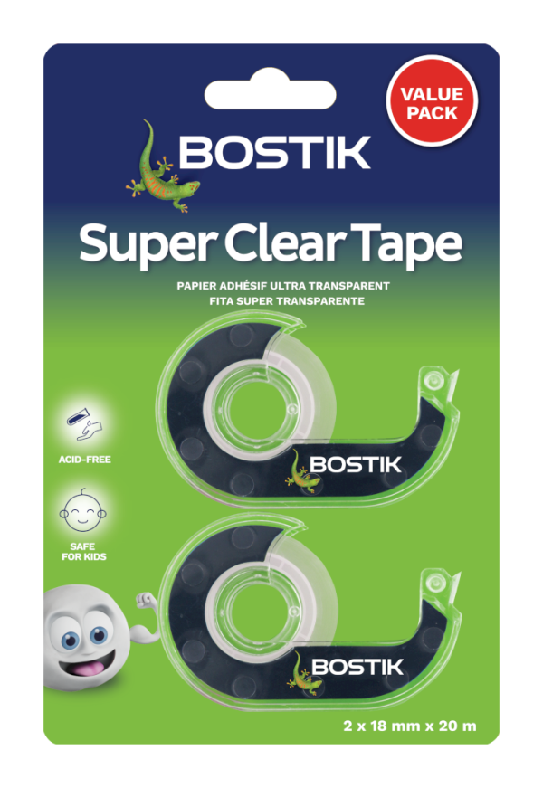 Bostik Adh Tape 18X20 Clear Value Pack + Disp