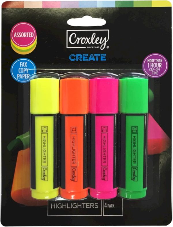 Croxley Highlighter Create Carded 4'S