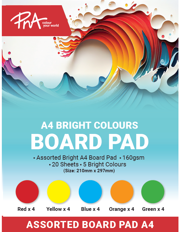 Pna A4 Board Pad (20 Sheet) Bright  Multicolour