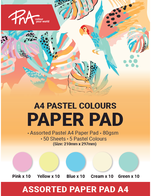 Pna A4 Pastel Paper Pads 80Gsm (50Shts)