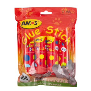 Amos Glue Stick 40G Red 4'S