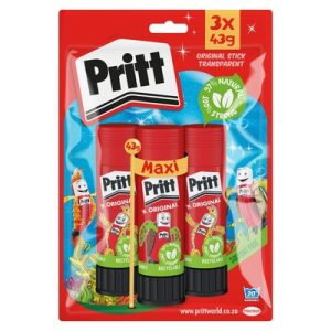 Pritt Glue Stick 43g Pack of 3