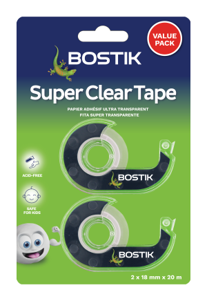 Bostik Super Clear Tape 18mmx20m Pack of 2