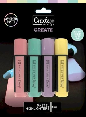 CROXLEY CREATE HIGHLIGHTERS PASTEL SET OF 4