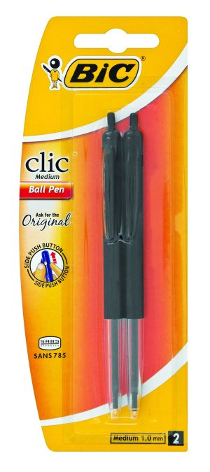 BIC Clic Pen Medium 2Up Black 1.0mm
