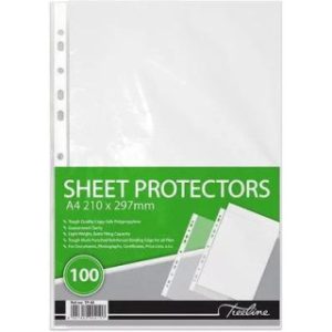 Treeline Filing Pockets PP L/Duty A4 Pack of 100 40mic
