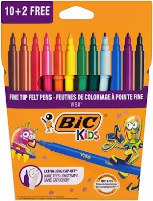 BIC KIDS VISA FELT PENS FINE SET OF 12