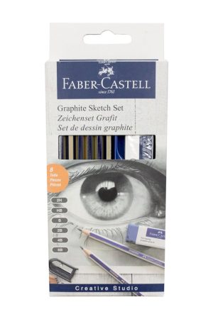 FABER-CASTELL GRAPHITE SKETCH SET + ERASER & SHARPENER SET OF 8