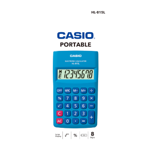 CASIO HL-815L-BU-W-DP CALCULATOR BLUE BOX