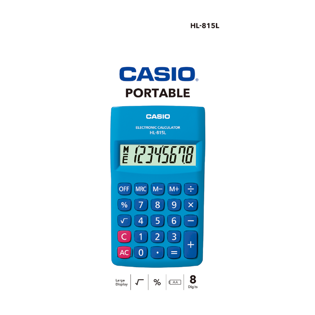 CASIO HL-815L-BU-W-DP CALCULATOR BLUE BOX