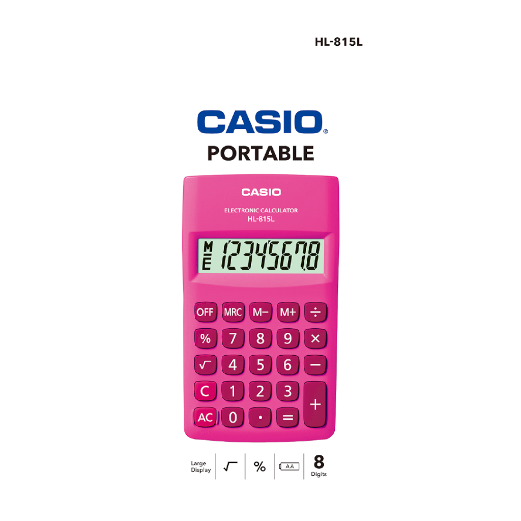 CASIO HL-815L-PK-W-DP CALCULATOR PINK BOX